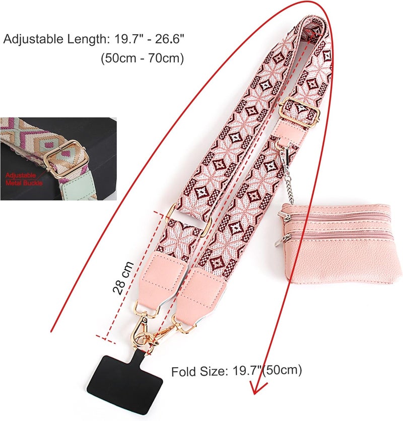 SCINYMC Clip and Go Strap for Phone with Wallet Crossbody, Adjustable Phone-Lanyards with Wallet, Phone Lanyard with Zippered Pouch, Crossbody iPhone Straps for All Phones, Pink - Image 4
